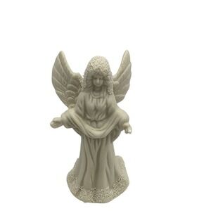 White Angel Figurine Winter Christmas Decor Freestanding Textured Finish
